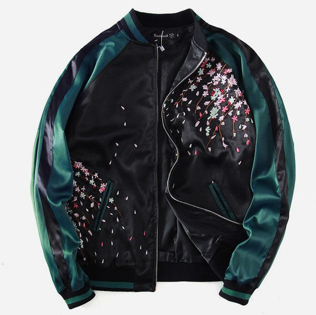 Koi Carp Embroidered Bomber Jacket