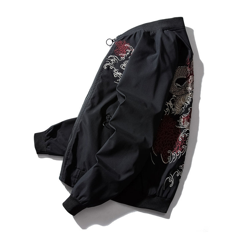 Dragon Embroidered Bomber Jacket