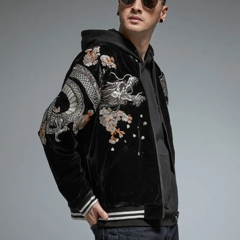 Dangerous Dragon Embroidered Bomber Jacket