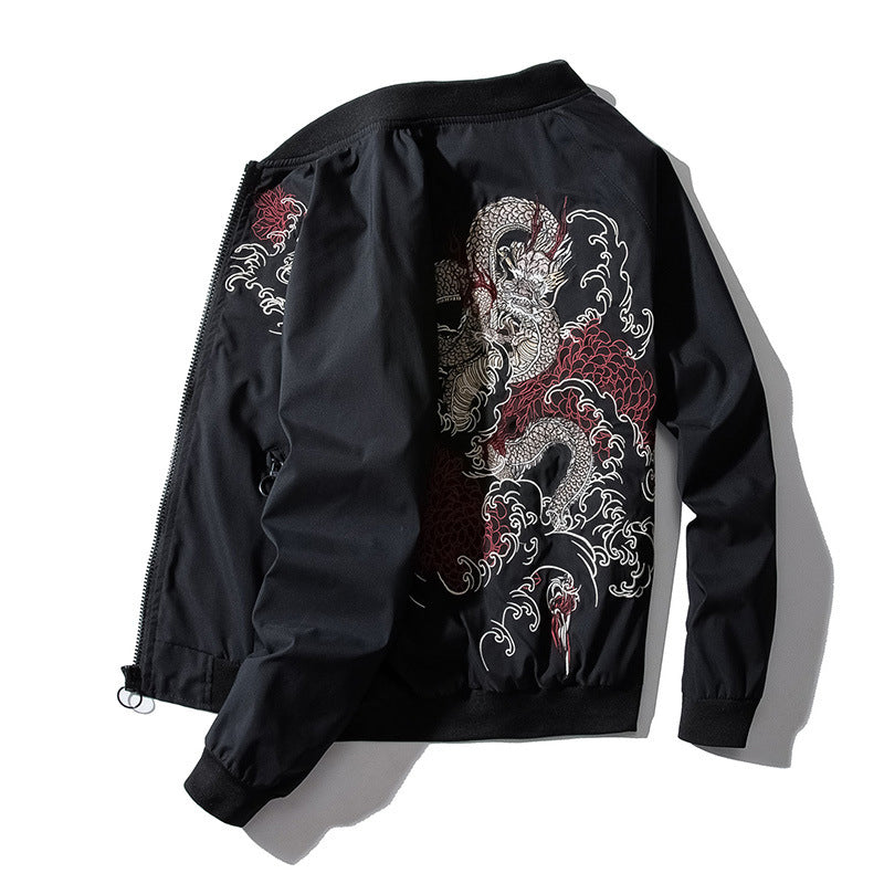 Dragon Embroidered Bomber Jacket