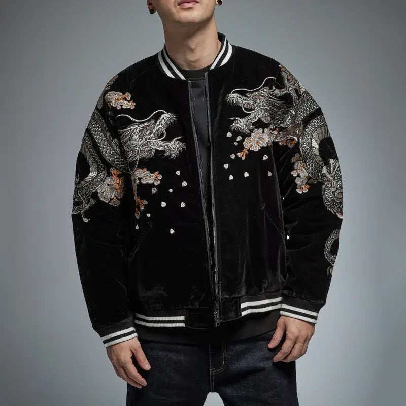 Dangerous Dragon Embroidered Bomber Jacket