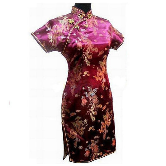 Chinese Pink Rose Cheongsam Dress