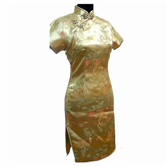 Chinese Gold Cheongsam Dress