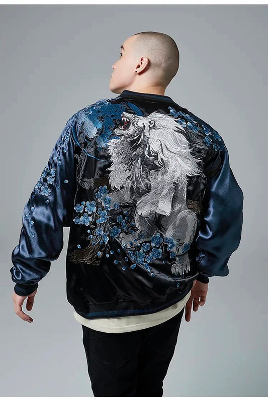 Midnight Ocean Lion Bomber Jacket