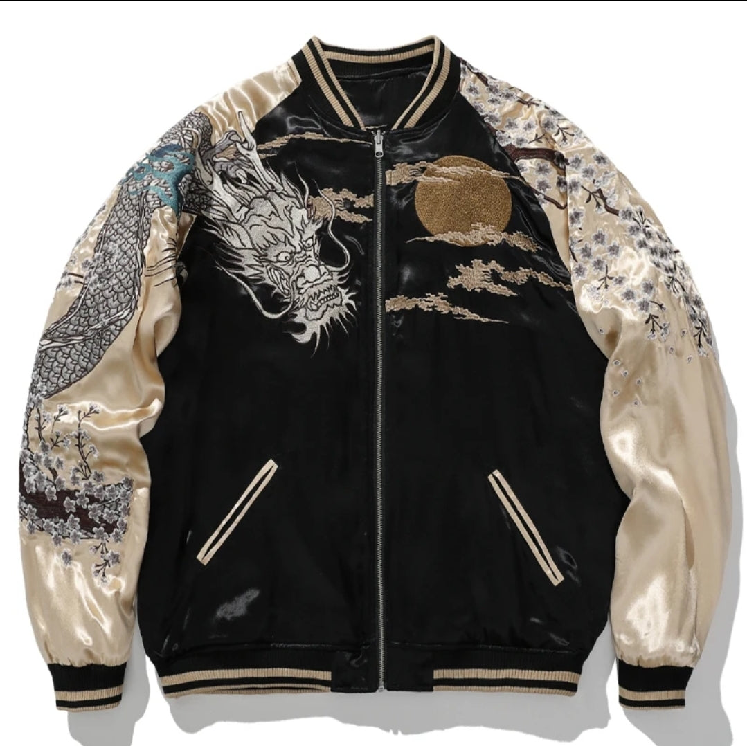 Mythical Dragon Embroidered Bomber Jacket