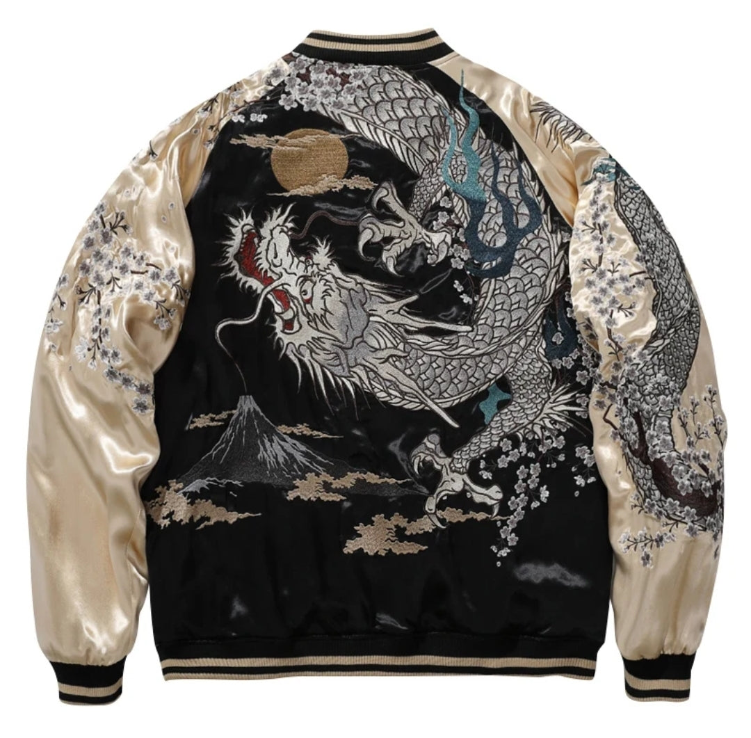 Mythical Dragon Embroidered Bomber Jacket